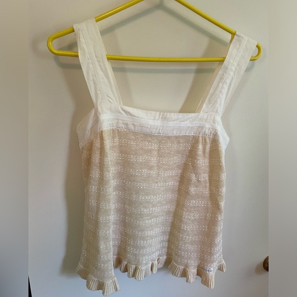 Blue Willis Cotton/Linen Peasant Top - Picture 1 of 5